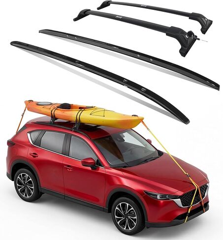 Lockable Roof Rack System for Mazda CX5 2017-2025, 265 lbs Cross Bars & Side Rails, No Drilling, Aluminum Alloy, Low Profile Black in Kuwait