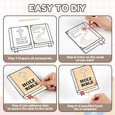 24 Sets Sunday School Crafts for Kids DIY Bible Coloring Paper Handprint Fan Craft Christian Color Your Own Prayer for VBS Church Home Party Classroom Activities in Saudi Arabia