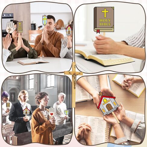 24 Sets Sunday School Crafts for Kids DIY Bible Coloring Paper Handprint Fan Craft Christian Color Your Own Prayer for VBS Church Home Party Classroom Activities in Saudi Arabia
