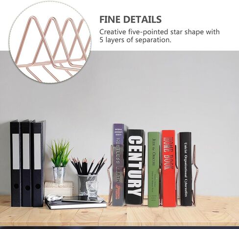 Ipetboom Rose Gold Iron Desktop Book Rack Storage Organizer for Office Home Workspace Decor in Kuwait