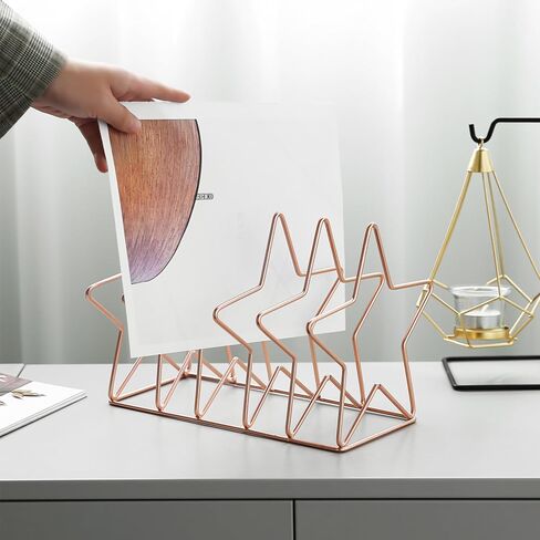 Ipetboom Rose Gold Iron Desktop Book Rack Storage Organizer for Office Home Workspace Decor in Kuwait