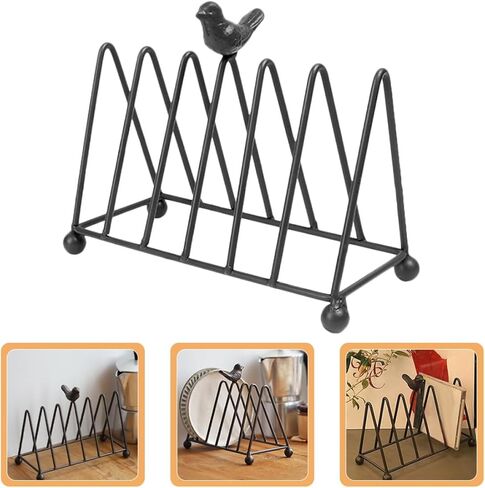 رف كتب معدني من Gatuida Iron Art مع تصميم طائر، حامل كتب ثلاثي لسطح المكتب ومقسم متعدد الوظائف لتنظيم ملفات المكتب والسجلات والصحف in Kuwait