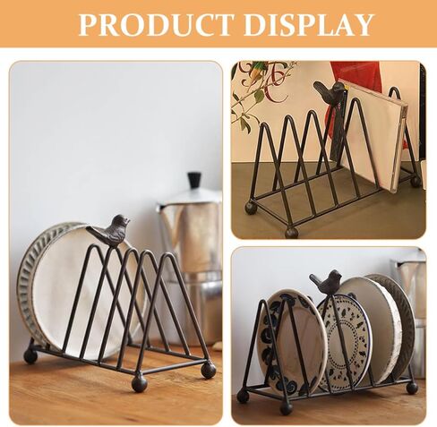 رف كتب معدني من Gatuida Iron Art مع تصميم طائر، حامل كتب ثلاثي لسطح المكتب ومقسم متعدد الوظائف لتنظيم ملفات المكتب والسجلات والصحف in Kuwait