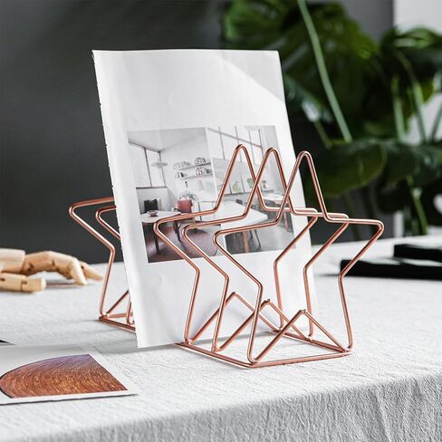Gadpiparty Metal Book Rack Iron Storage Rack Rose Gold Desktop Bookshelf Organizer for Office Home Desk Decor in Kuwait