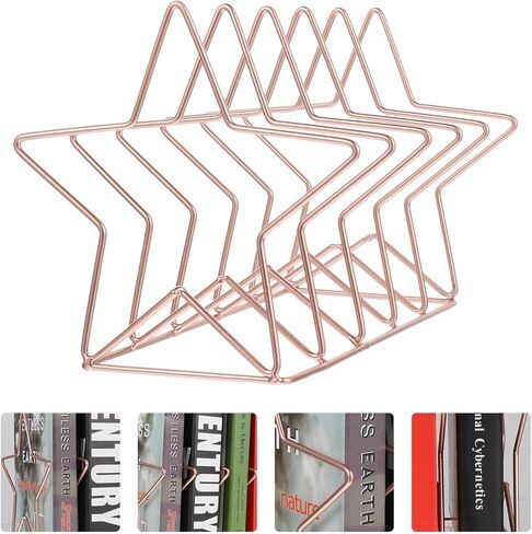 Gadpiparty Metal Book Rack Iron Storage Rack Rose Gold Desktop Bookshelf Organizer for Office Home Desk Decor in Kuwait