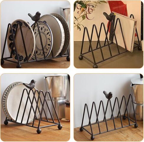 COHEALI Iron Art Book Rack with Bird Design, Triangular Metal Book Holder and Magazine Stand, Multi-Functional Desktop Organizer for Office and Home Use in Kuwait
