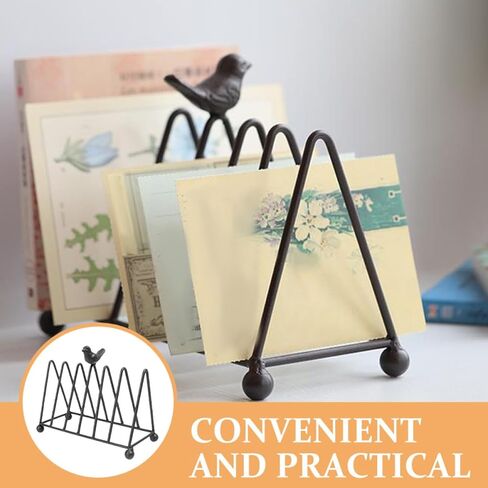 COHEALI Iron Art Book Rack with Bird Design, Triangular Metal Book Holder and Magazine Stand, Multi-Functional Desktop Organizer for Office and Home Use in Kuwait