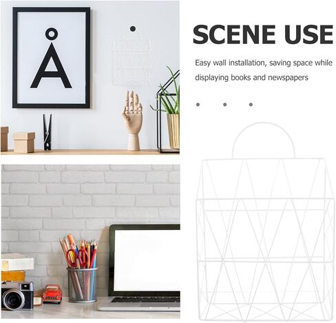 TEHAUX Wall Mounted Iron Book Rack White Single Layer Wear-Resistant Home Wall Rack Decorative Book Organizer for Bedroom and Office in Kuwait