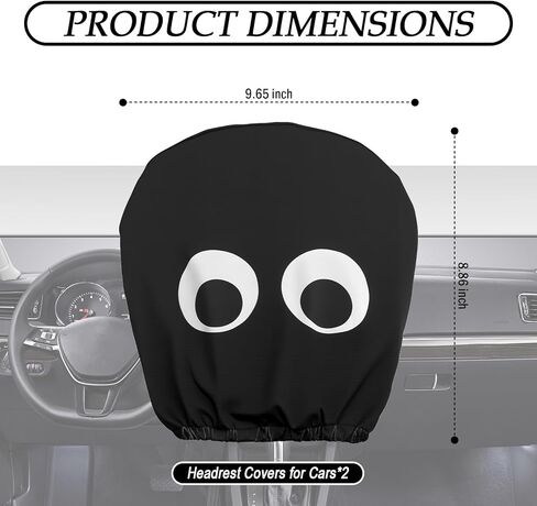 2PCS Cartoon Big Eyes Headrest Covers for Cars,Funny Car Headrest Cover for Protecting Original Headrests,Elastic Head Rest Cover for Car as Cars Decorations Interior in Kuwait