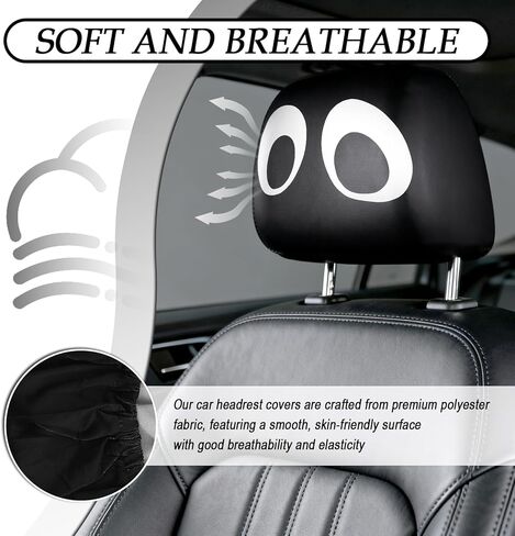 2PCS Cartoon Big Eyes Headrest Covers for Cars,Funny Car Headrest Cover for Protecting Original Headrests,Elastic Head Rest Cover for Car as Cars Decorations Interior in Kuwait
