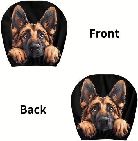 2pcs Border Collie Sheepdog Print Car Headrest Covers - Working Dog Design Seat Protectors with Universal Elastic Fit - Washable Auto Accessories for Urban Commuting All-Season Use in Kuwait