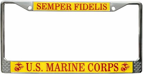 Officially Licensed US Marine Corps (USMC) License Plate Frame | Perfect Veteran, Marine & Military Gift | Semper Fidelis | Stainless Steel Metal Frame | Old Dominion LLC in Saudi Arabia
