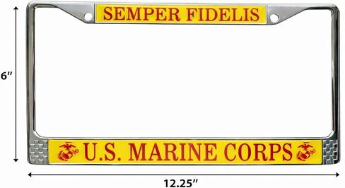 Officially Licensed US Marine Corps (USMC) License Plate Frame | Perfect Veteran, Marine & Military Gift | Semper Fidelis | Stainless Steel Metal Frame | Old Dominion LLC in Saudi Arabia