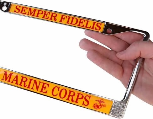 Officially Licensed US Marine Corps (USMC) License Plate Frame | Perfect Veteran, Marine & Military Gift | Semper Fidelis | Stainless Steel Metal Frame | Old Dominion LLC in Saudi Arabia