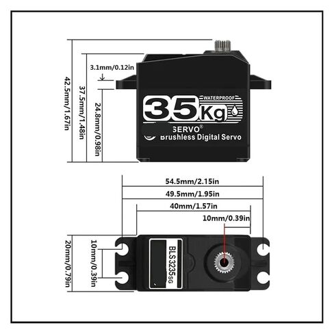 35kg.cm Digital Servo Remote Control Servo Metal Gear 25T Arm Suitable for 1/8 1/10 1/12(1x35kg 270 Degree) in Saudi Arabia