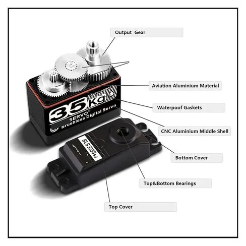 35kg.cm Digital Servo Remote Control Servo Metal Gear 25T Arm Suitable for 1/8 1/10 1/12(1x35kg 270 Degree) in Saudi Arabia