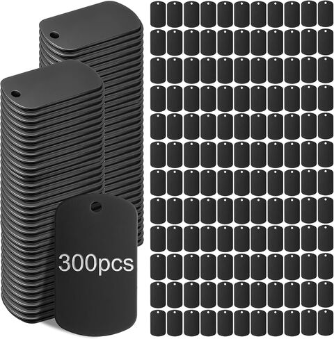 Sanwuta 300 Pcs Dog Tag Bulk Aluminum Engraving Blank Tags Black Rectangle Metal Stamping Tags for Pet Military Dog DIY Craft ID Name Decorative Tags in Saudi Arabia