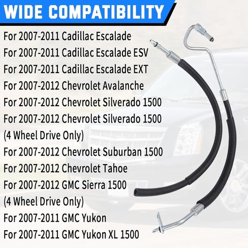 Power Steering Pressure & Return Hoses for Cadillac Escalade 2007-2011|for Chevrolet Avalanche 2007-2012|for GMC Sierra 1500 2007-2012|for GMC Yukon 2007-2011 - Replaces 3402221 3402322, H80617 in Kuwait