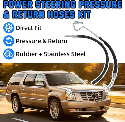 Power Steering Pressure & Return Hoses for Cadillac Escalade 2007-2011|for Chevrolet Avalanche 2007-2012|for GMC Sierra 1500 2007-2012|for GMC Yukon 2007-2011 - Replaces 3402221 3402322, H80617 in Kuwait