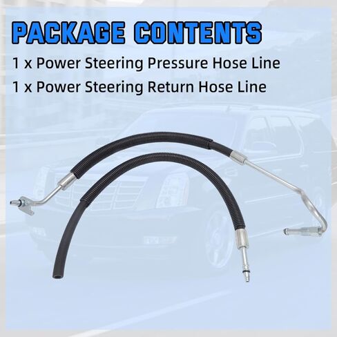 Power Steering Pressure & Return Hoses for Cadillac Escalade 2007-2011|for Chevrolet Avalanche 2007-2012|for GMC Sierra 1500 2007-2012|for GMC Yukon 2007-2011 - Replaces 3402221 3402322, H80617 in Kuwait