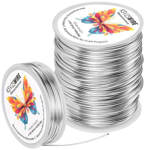 Aluminum Craft Wire 16 Gauge(1.5 mm)–164 FT(50 M)+18 Gauge (1.0 mm) 32.8FT (10 M) KSVZS Anodized Aluminum Wire,Flexible Metal Wire for Crafts,Sculpting,Jewelry Making,Armature and DIY Crafts(Silver) in Saudi Arabia