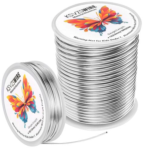 Aluminum Craft Wire 16 Gauge(1.5 mm)–164 FT(50 M)+18 Gauge (1.0 mm) 32.8FT (10 M) KSVZS Anodized Aluminum Wire,Flexible Metal Wire for Crafts,Sculpting,Jewelry Making,Armature and DIY Crafts(Silver) in Saudi Arabia