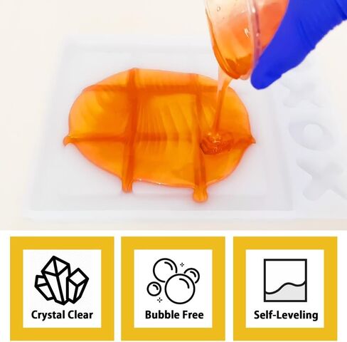 Epoxy Resin 64 oz for Arts, Crafts, Casting Coating - Crystal Clear, Self-Leveling, Non-Toxic, No BPA (32 oz Resin + 32 oz Hardener) (1.88L) in Saudi Arabia