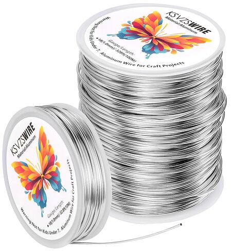 Aluminum Craft Wire 16 Gauge(1.5 mm)–164 FT(50 M)+18 Gauge (1.0 mm) 32.8FT (10 M) KSVZS Anodized Aluminum Wire,Flexible Metal Wire for Crafts,Sculpting,Jewelry Making,Armature and DIY Crafts(Silver) in Saudi Arabia