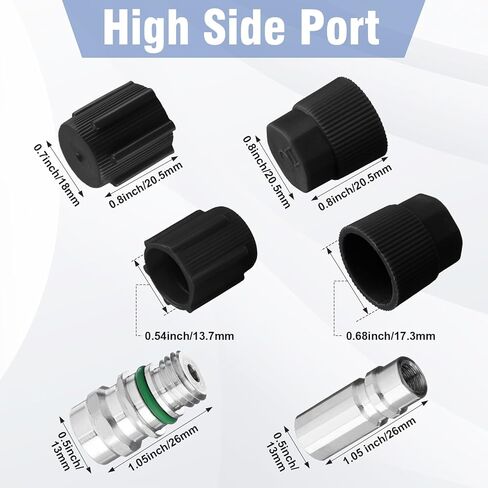Zonon 47 Pcs Air Conditioning Valve Core Kit R12 R22 to R134a Ac Retrofit Fitting Adapter Kit, High/Low Fitting Port Retrofit 1/4'' to 7/16"-20 Unf Conversion Adapter(Black,Style 1) in Saudi Arabia