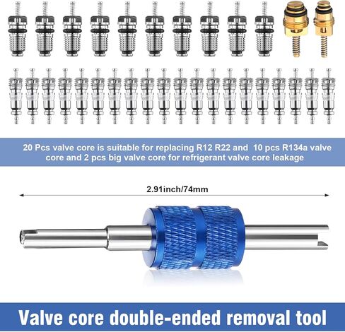 Zonon 47 Pcs Air Conditioning Valve Core Kit R12 R22 to R134a Ac Retrofit Fitting Adapter Kit, High/Low Fitting Port Retrofit 1/4'' to 7/16"-20 Unf Conversion Adapter(Black,Style 1) in Saudi Arabia
