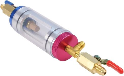 R134a A/C Hose Connector Filling Tool with Pressure Gauge and Sight Glass, Aluminum Alloy & Brass Air Conditioning Hose Connector for Automotive HVAC Repair and Maintenance in Kuwait