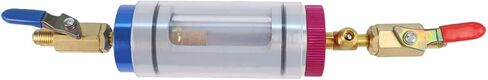R134a A/C Hose Connector Filling Tool with Pressure Gauge and Sight Glass, Aluminum Alloy & Brass Air Conditioning Hose Connector for Automotive HVAC Repair and Maintenance in Kuwait