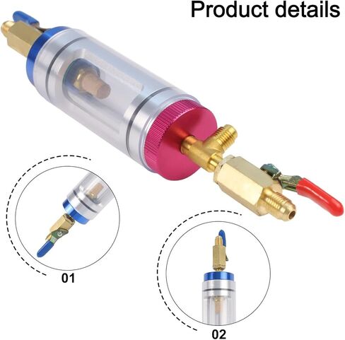 R134a A/C Hose Connector Filling Tool with Pressure Gauge and Sight Glass, Aluminum Alloy & Brass Air Conditioning Hose Connector for Automotive HVAC Repair and Maintenance in Kuwait