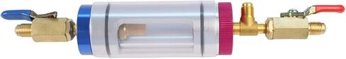 R134a A/C Hose Connector Filling Tool with Pressure Gauge and Sight Glass, Aluminum Alloy & Brass Air Conditioning Hose Connector for Automotive HVAC Repair and Maintenance in Kuwait