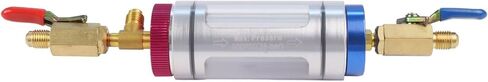 R134a A/C Hose Connector Filling Tool with Pressure Gauge and Sight Glass, Aluminum Alloy & Brass Air Conditioning Hose Connector for Automotive HVAC Repair and Maintenance in Kuwait