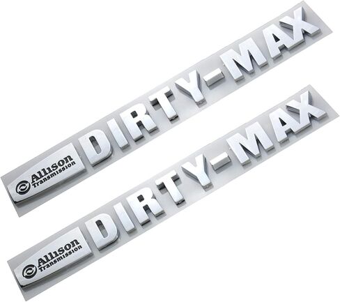 مجموعة مكونة من زوجين من شارات نقل الحركة DIRTYMAX Duramax من أليسون لسيارة شيفروليه سيلفرادو 2500 HD 3500 HD (كروم/أزرق) in Kuwait