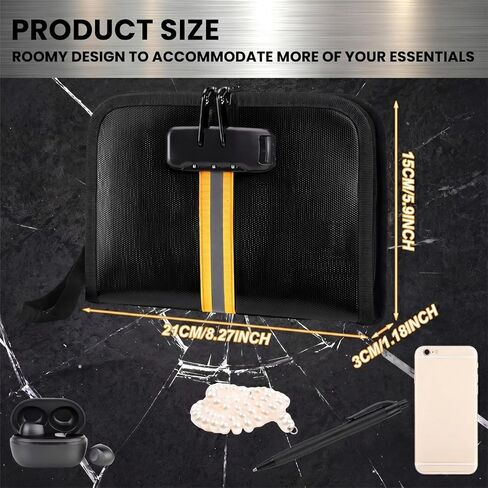 2 Pcs Fireproof Money Bag with Lock and Zipper, 8.2 x 5.7 x 1.1 Inch Waterproof Money Bag Waterproof Cash Storage Pouch Suitable for Cash, Mobile Phones, Keys, Credit Cards, Passports in Saudi Arabia