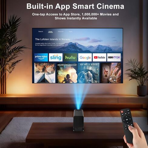 Mini Projector with WiFi and Bluetooth,4K Support 260 ANSl Smart Portable Projector,Auto Keystone, 135 Degree Rotation,Video projector for Home, Bedroom, Outdoor in Saudi Arabia