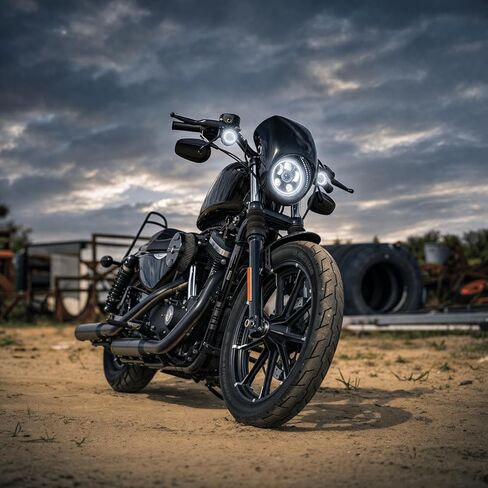 Eagle Lights 8900BG3H 5 3/4" Headlight with White Halo Ring for Harley Davidson and Indian Motorcycles - Generation III/Black Kit in Kuwait