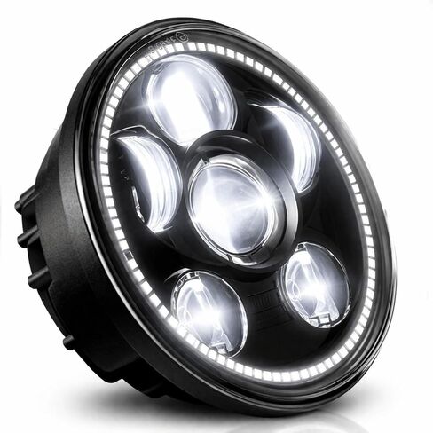 Eagle Lights 8900BG3H 5 3/4" Headlight with White Halo Ring for Harley Davidson and Indian Motorcycles - Generation III/Black Kit in Kuwait