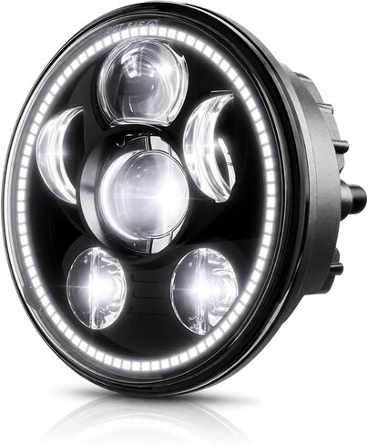 Eagle Lights 8900BG3H 5 3/4" Headlight with White Halo Ring for Harley Davidson and Indian Motorcycles - Generation III/Black Kit in Kuwait