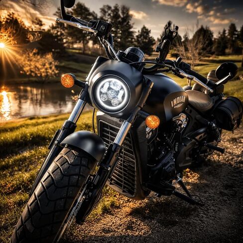 Eagle Lights 8900BG3H 5 3/4" Headlight with White Halo Ring for Harley Davidson and Indian Motorcycles - Generation III/Black Kit in Kuwait