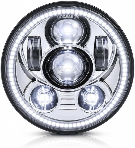 Eagle Lights 8900BG3H 5 3/4" Headlight with White Halo Ring for Harley Davidson and Indian Motorcycles - Generation III/Black Kit in Kuwait