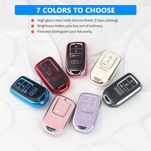 غطاء QBUC Key Fob لهوندا، 2015-2022 يناسب مفتاح Honda Accord Insight الذكي، ملحقات HR-V Odyssey Key Protector Pilot Key Fob Case 4 أزرار (أسود-وردي) in Kuwait