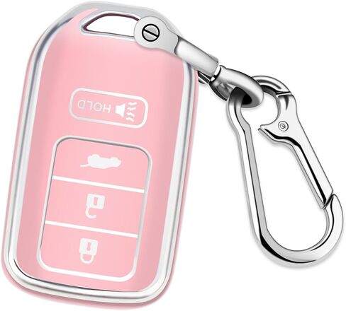 غطاء QBUC Key Fob لهوندا، 2015-2022 يناسب مفتاح Honda Accord Insight الذكي، ملحقات HR-V Odyssey Key Protector Pilot Key Fob Case 4 أزرار (أسود-وردي) in Kuwait
