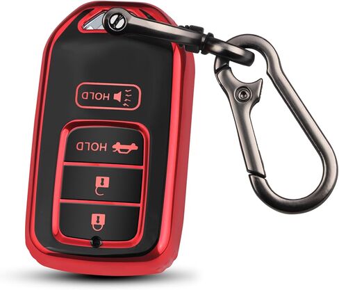 غطاء QBUC Key Fob لهوندا، 2015-2022 يناسب مفتاح Honda Accord Insight الذكي، ملحقات HR-V Odyssey Key Protector Pilot Key Fob Case 4 أزرار (أسود-وردي) in Kuwait