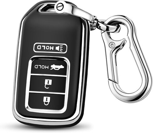 غطاء QBUC Key Fob لهوندا، 2015-2022 يناسب مفتاح Honda Accord Insight الذكي، ملحقات HR-V Odyssey Key Protector Pilot Key Fob Case 4 أزرار (أسود-وردي) in Kuwait