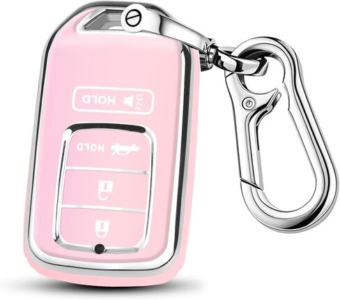 غطاء QBUC Key Fob لهوندا، 2015-2022 يناسب مفتاح Honda Accord Insight الذكي، ملحقات HR-V Odyssey Key Protector Pilot Key Fob Case 4 أزرار (أسود-وردي) in Kuwait
