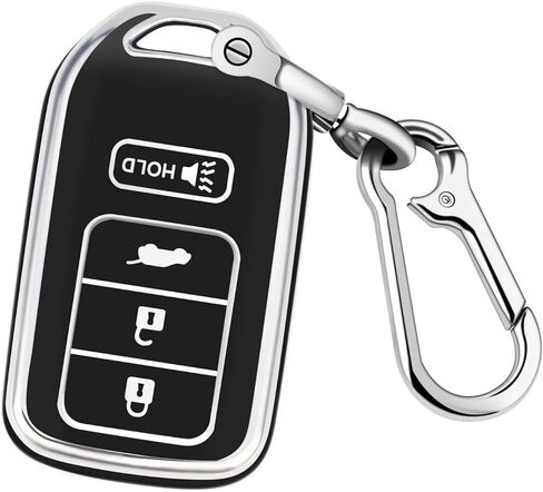 غطاء QBUC Key Fob لهوندا، 2015-2022 يناسب مفتاح Honda Accord Insight الذكي، ملحقات HR-V Odyssey Key Protector Pilot Key Fob Case 4 أزرار (أسود-وردي) in Kuwait