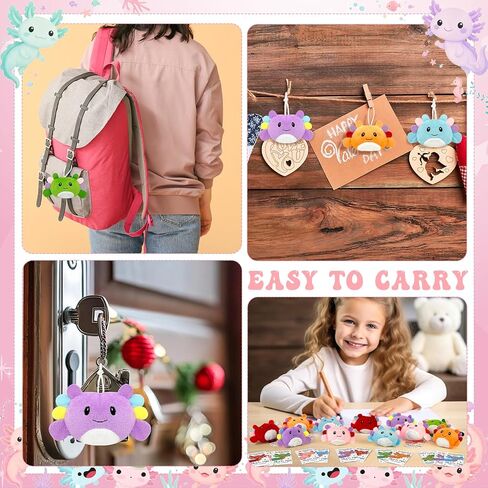 24 Sets End of Year Gifts Bulk Axolotl Keychain Plush Toys Axolotls Stuffed Animal Plushie Doll Ornament with Gift Cards for End of the School Year Graduation Classroom Prize Goodie Bag Stuffers in Saudi Arabia
